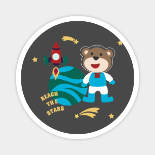 Space bear or astronaut in a space suit with cartoon style Magnet